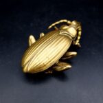 Vintage Brass Scarab Beetle trinket box marked LL L9.5cm x W6cm x H2.5cm 190g