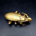Vintage Brass Scarab Beetle trinket box marked LL L9.5cm x W6cm x H2.5cm 190g