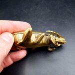 Vintage Brass Scarab Beetle trinket box marked LL L9.5cm x W6cm x H2.5cm 190g