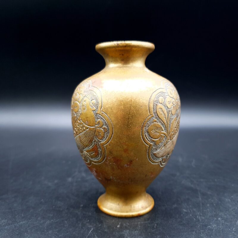 Antique Alfred Salzmann Jerusalem Palestine Brass Bird Vase C 599 c.1930 10.6cm