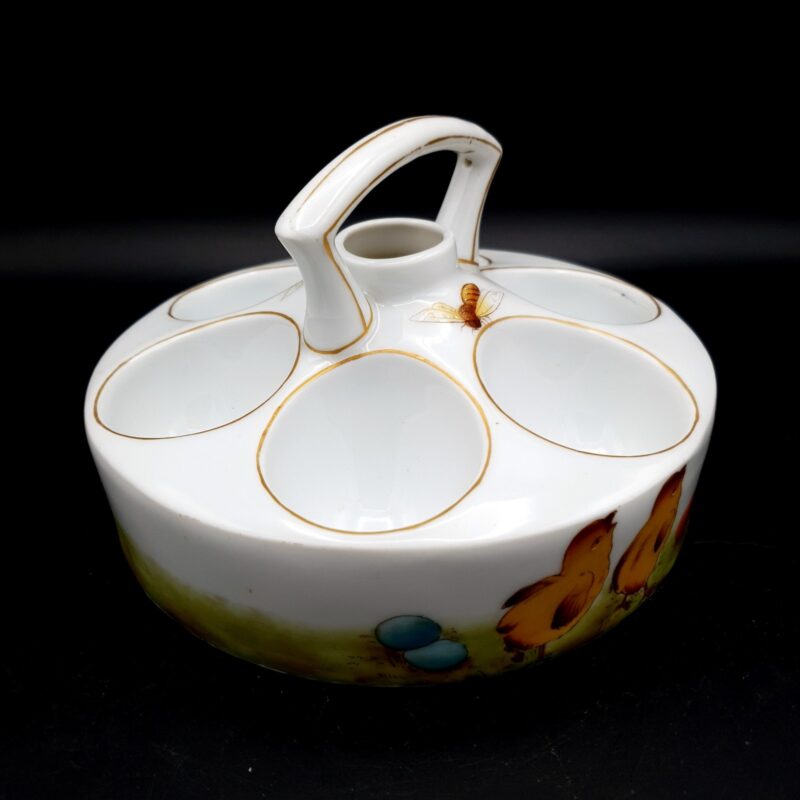 Rare Victorian Heated Egg cruet set chicks & eggs ceramic for 6 eggs L1800s est