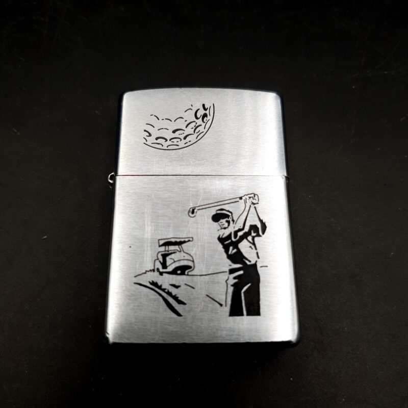 ZIPPO Golf Etched Brushed Chrome Lighter Dated F XV 1999 Boxed Bradford PA USA