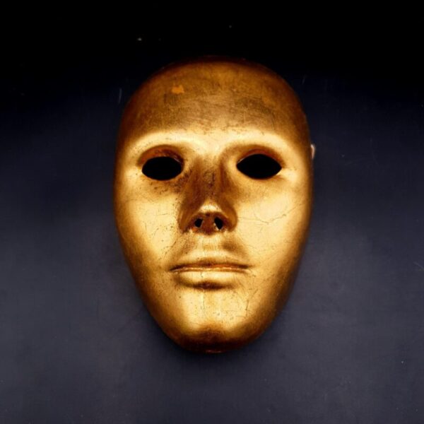 Vintage Ceramic Face Wall Mask Gilt Gold Theatrical mask H17cm x L12.5cm 180g