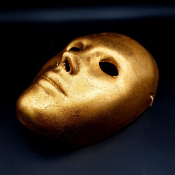 Vintage Ceramic Face Wall Mask Gilt Gold Theatrical mask H17cm x L12.5cm 180g